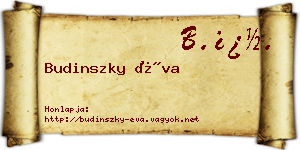 Budinszky Éva névjegykártya