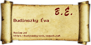 Budinszky Éva névjegykártya